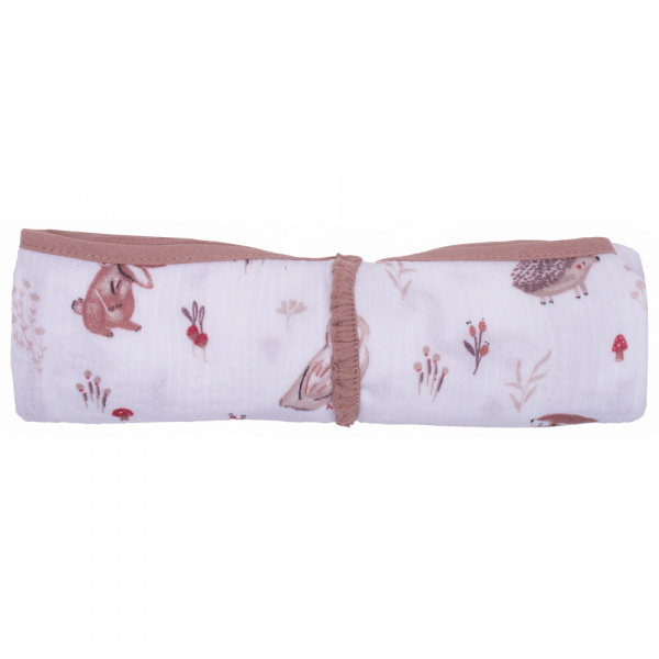 Lange en double gaze de coton gaufré clairière / mocha Bb&co