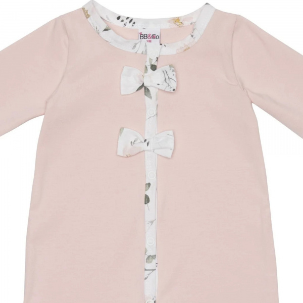 Pyjama hiver en maille bouclette blush / imprimé botanique - 1 mois Bb&co