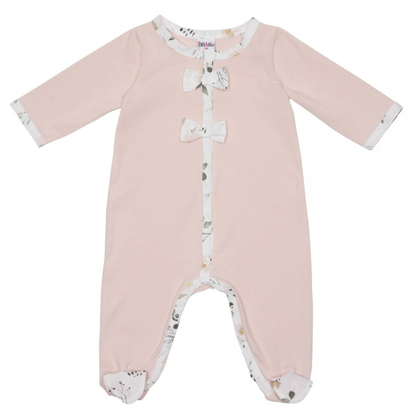 Pyjama hiver en maille bouclette blush / imprimé botanique - 6 mois Bb&co