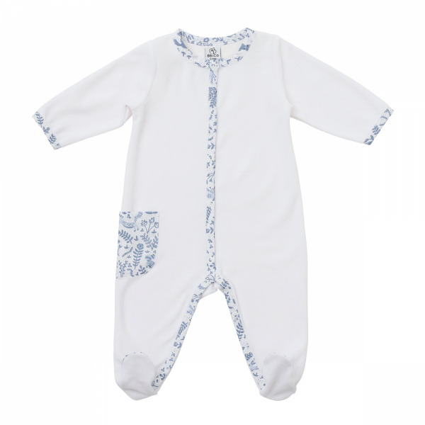 Pyjama hiver en maille bouclette blush / imprimé botanique - 1 mois Bb&co