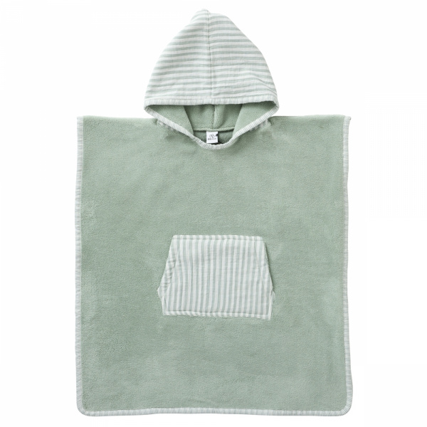 Poncho de bain à capuche bambou & gaze de coton - 3/5 ans vert de gris Bb&co