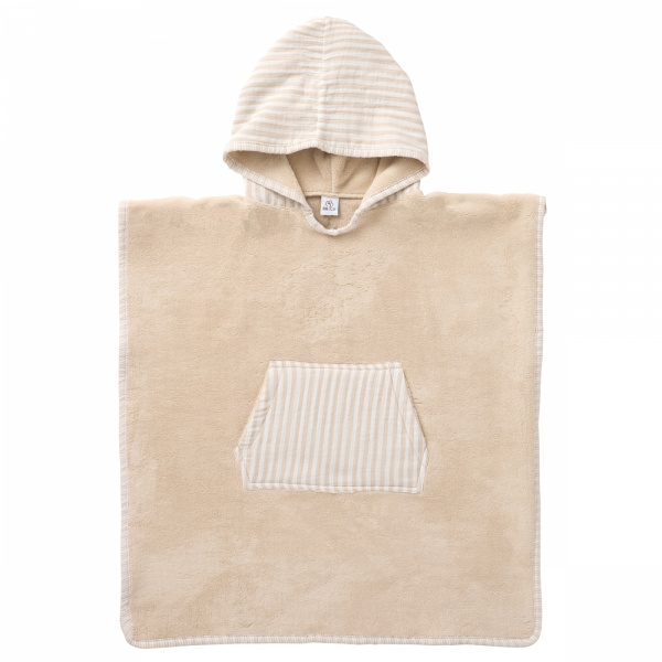 Poncho de bain à capuche bambou & gaze de coton - 3/5 ans galet Bb&co
