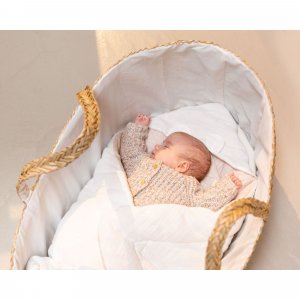 Couverture enveloppante universelle 75x75 cm en mousseline et jersey beige Childhome