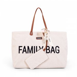 Sac à langer family bag teddy bouclette écru Childhome