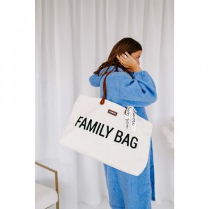 Sac à langer family bag teddy bouclette écru Childhome