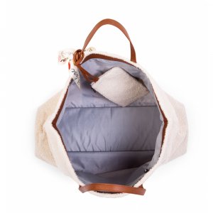 Sac à langer family bag teddy bouclette écru Childhome