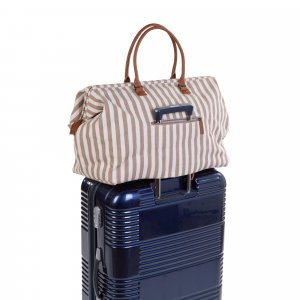 Sac à langer mommy bag rayures nude et terracotta Childhome