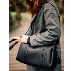 Sac à langer mommy club signature simili cuir noir Childhome