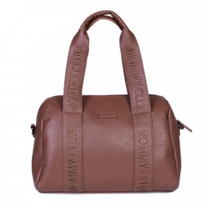 Sac à langer mommy club signature simili cuir marron foncé Childhome