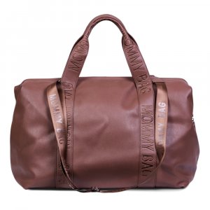 Sac à langer mommy bag signature simili cuir marron foncé Childhome