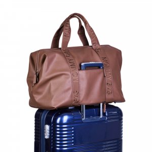 Sac à langer mommy bag signature simili cuir marron foncé Childhome