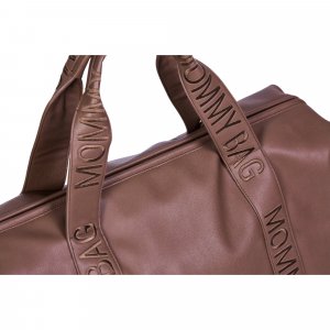 Sac à langer mommy bag signature simili cuir marron foncé Childhome