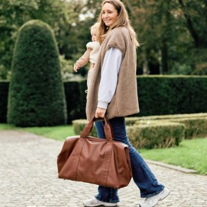 Sac à langer mommy bag signature simili cuir marron foncé Childhome