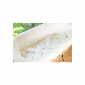 Berceau rotin avec base en métal + matelas jersey écru Childhome