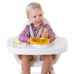Pack chaise haute évolutive evolu 2 blanche + tablette blanche Childhome