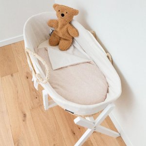 Couffin panier moise natural + matelas + habillage jersey écru Childhome