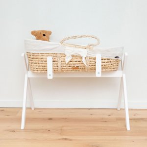 Couffin panier moise natural + matelas + habillage jersey écru Childhome