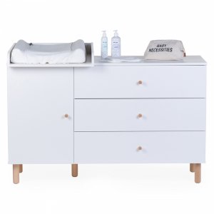 Chambre bébé duo lit 70x140cm + commode à langer wonder white Childhome