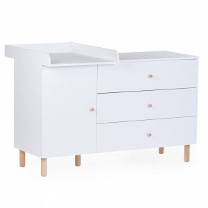 Chambre bébé duo lit 70x140cm + commode à langer wonder white Childhome