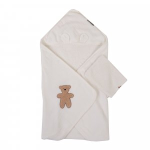 Cape de bain + gant mousseline teddy bear - 80 x 80 cm Childhome