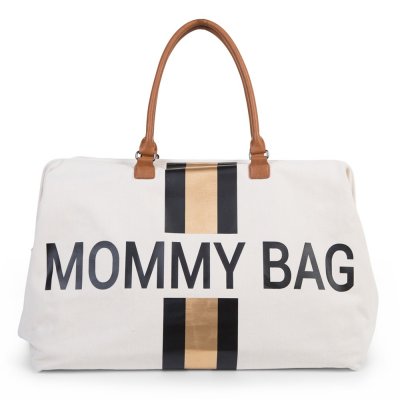 CHILDHOME Sac à langer mommy bag blanc rayé black/gold