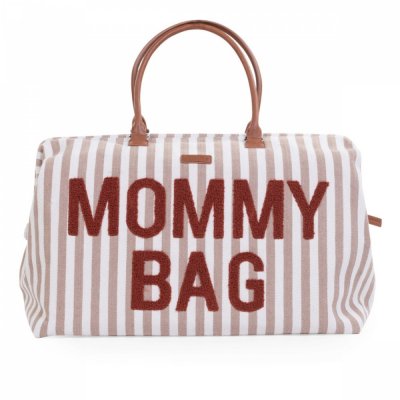 Sac à langer mommy bag rayures nude et terracotta