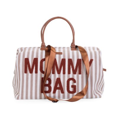 Sac à langer mommy bag rayures nude et terracotta