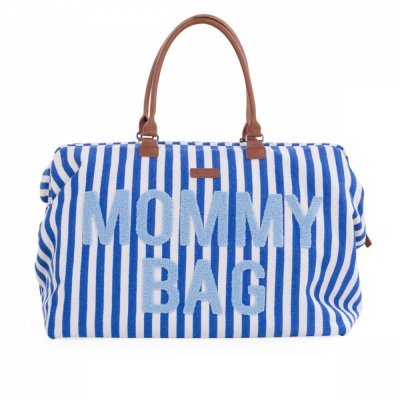 Sac à langer mommy bag rayures bleu électrique et bleu