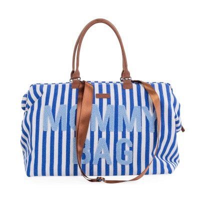 Sac à langer mommy bag rayures bleu électrique et bleu
