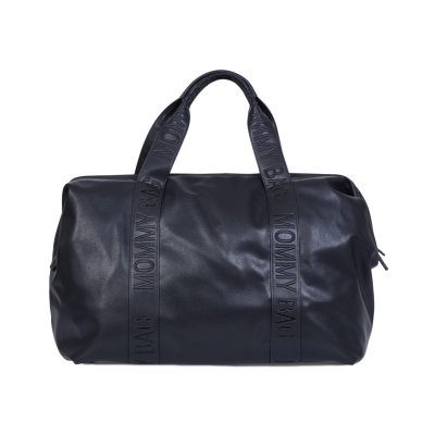 Sac à langer mommy bag signature simili cuir noir