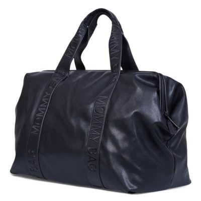 Sac à langer mommy bag signature simili cuir noir