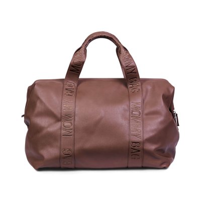 Sac à langer mommy bag signature simili cuir marron foncé