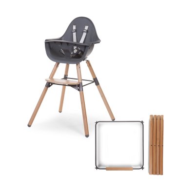 Chaise haute évolutive evolu 2 anthracite + pieds longs