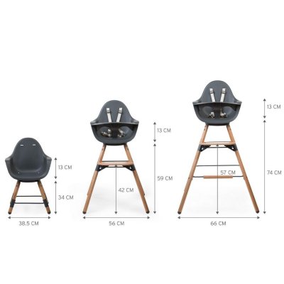Chaise haute évolutive evolu 2 anthracite + pieds longs