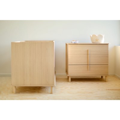 Chambre bébé duo lit 70x140 + commode à langer nordica naturel avec pieds chêne