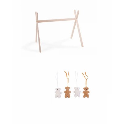 Arche d'éveil play gym tipi new natural + 4 jouet pour arche teddy