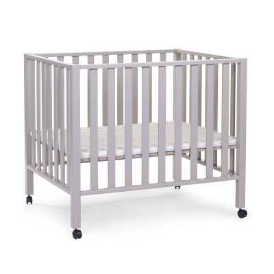 Parc bébé bois sur roulettes gris
