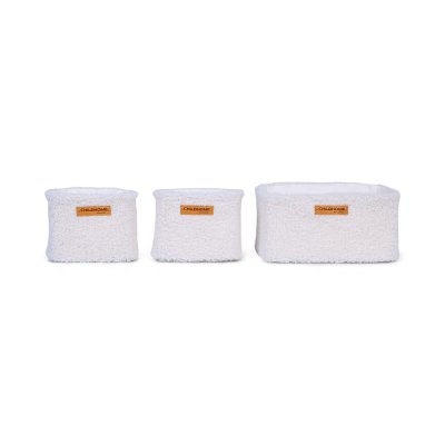 Lot de 3 paniers de rangement à suspendre teddy écru