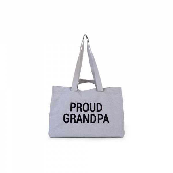 Sac à langer proud grandpa en toile gris Childhome