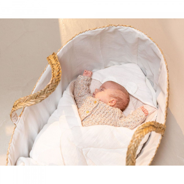 Couverture enveloppante universelle 75x75 cm en mousseline et jersey beige Childhome