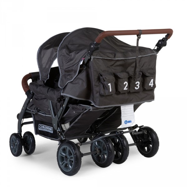 Poussette Double CHIC 4 BABY 275 32 - Parfaite Pour Frères Et Sœurs, Gris Denim - Housse Transport Et Housse Pluie Incluses
