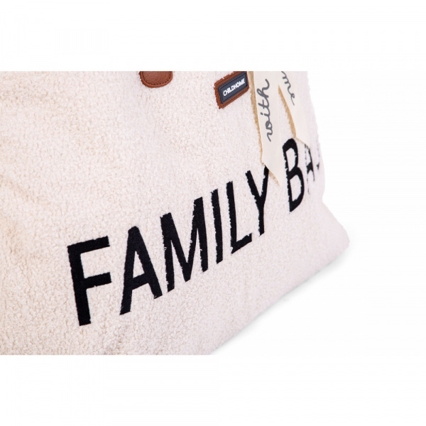 Sac à langer family bag teddy bouclette écru Childhome
