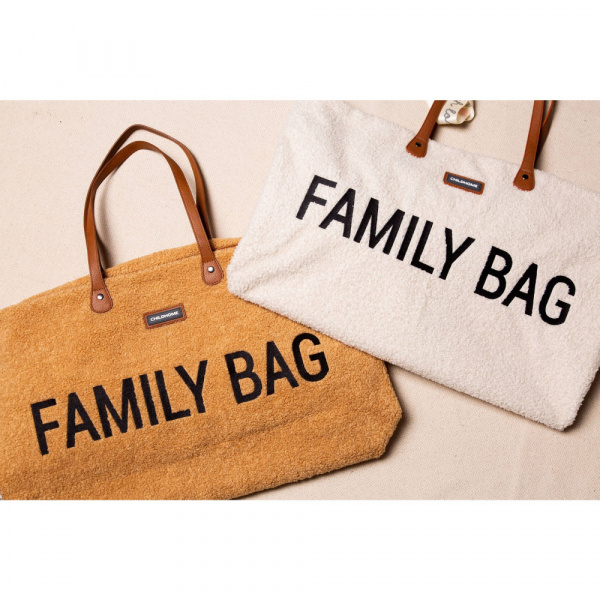Sac à langer family bag teddy bouclette écru Childhome