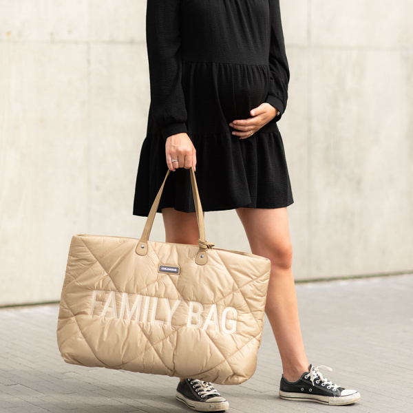 Sac à langer family bag matelassé beige Childhome