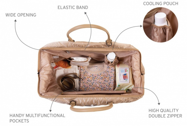 Sac à langer mommy bag matelassé beige Childhome