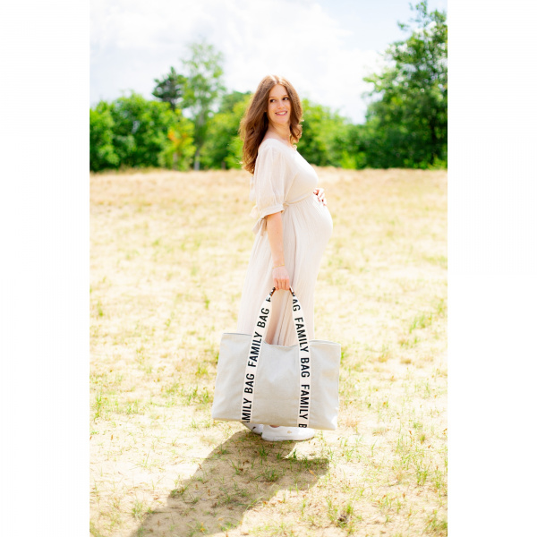 Sac à langer family bag signature canvas gris Childhome