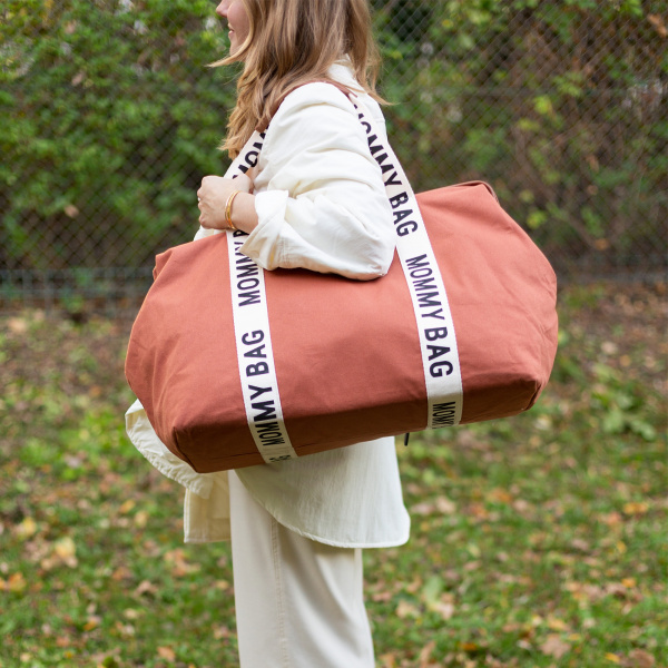 Sac à langer mommy bag signature canvas terracotta Childhome