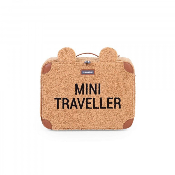 Valise enfant mini traveller à rayures terracotta et nude Childhome
