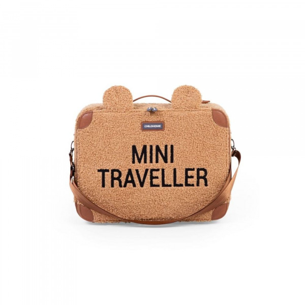 Valise enfant mini traveller à rayures terracotta et nude Childhome