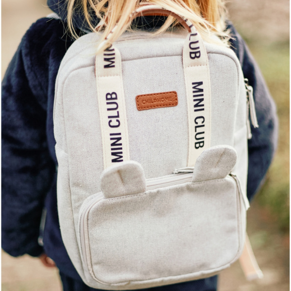 Sac à dos enfant mini club signature canvas off white Childhome